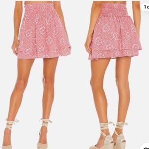 Rails Addison Skirt Diamond Floral Smocked Pull-on Tiered Linen Blend Size M